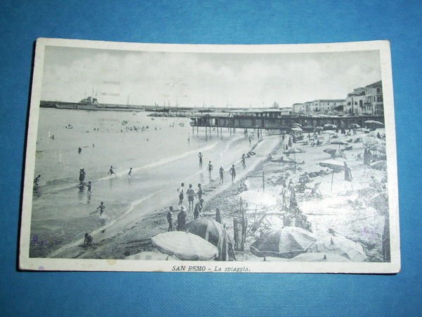 Cartolina San Remo - Veduta della spiaggia 1935.