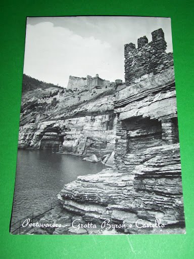 Cartolina Portovenere - Grotta Byron e Castello 1956