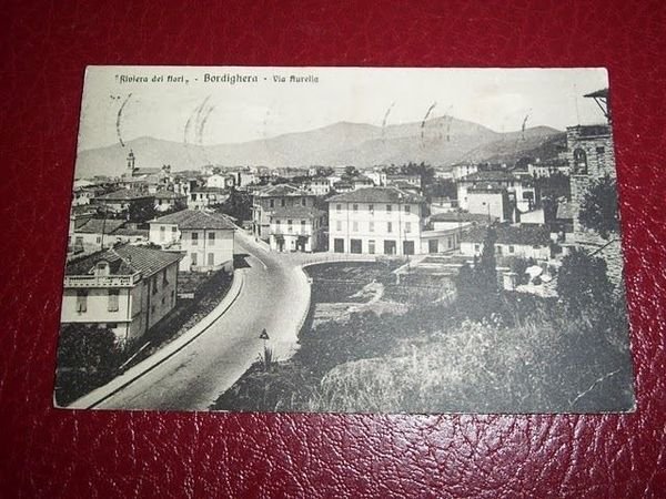 Cartolina Bordighera - Via Aurelia e panorama 1954.