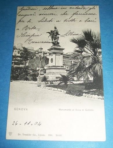 Cartolina Genova - Monumento al Duca di Galliera 1904.