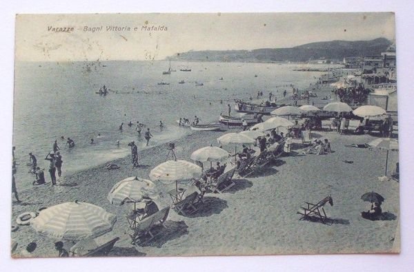 Cartolina Varazze - Bagni Vittoria e Mafalda 1931.