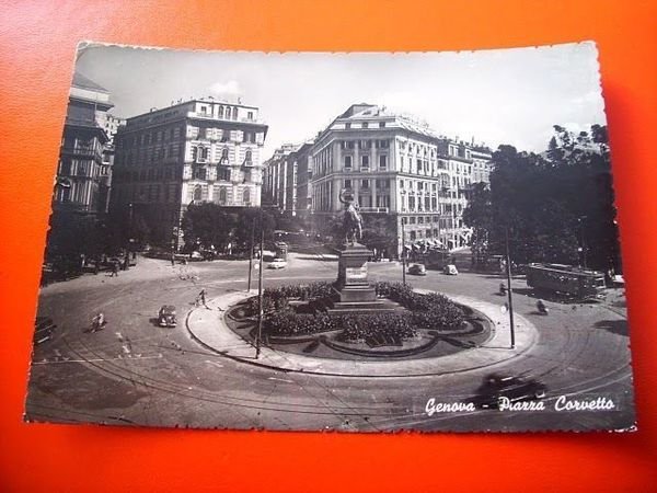 Cartolina Genova - Piazza Corvetto - 1954.