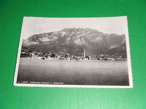 Cartolina Lecco - Panorama con il M. Resegone 1946.