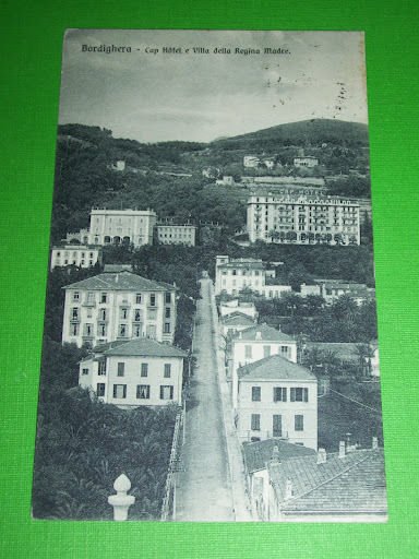 Cartolina Bordighera - Cap Hotel e Villa Regina 1921.