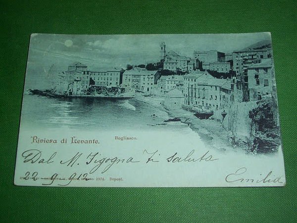 Cartolina Bogliasco ( Genova ) - Riviera di Levante 1912.