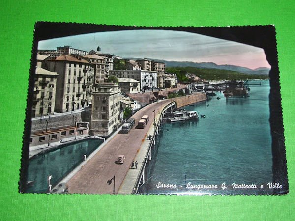 Cartolina Savona - Lungomare Matteotti e Ville 1956.