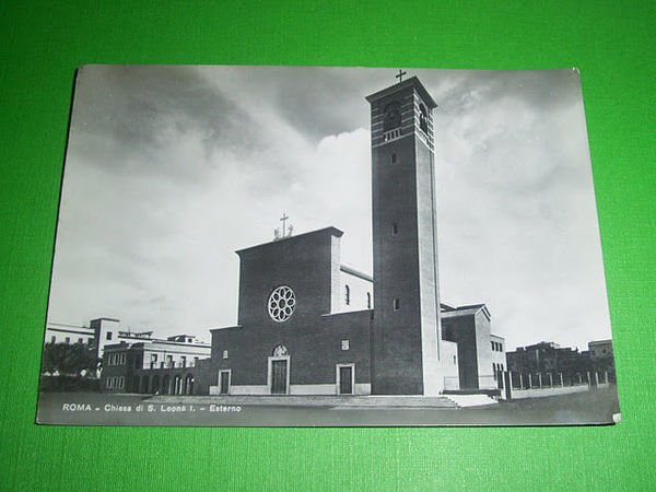 Cartolina Roma - Chiesa di S. Leona I (esterno) 1952