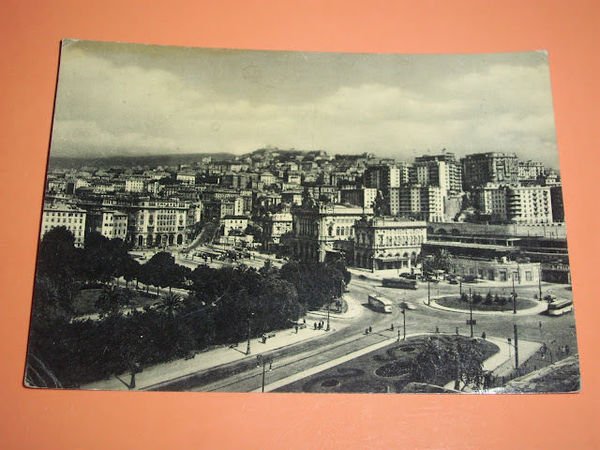 Cartolina Genova - Stazione Brignole 1954.