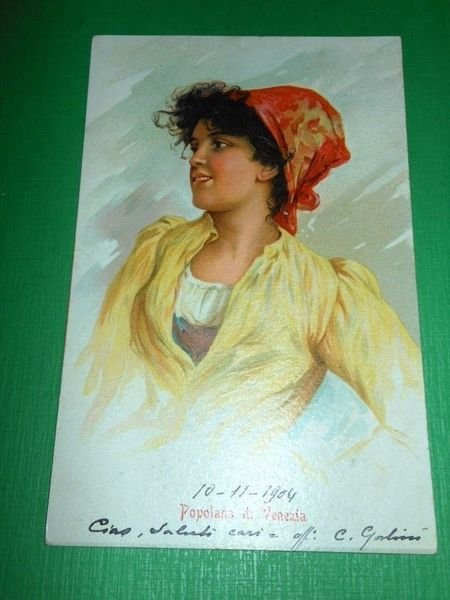 Cartolina Costumi - Popolana di Venezia 1904.