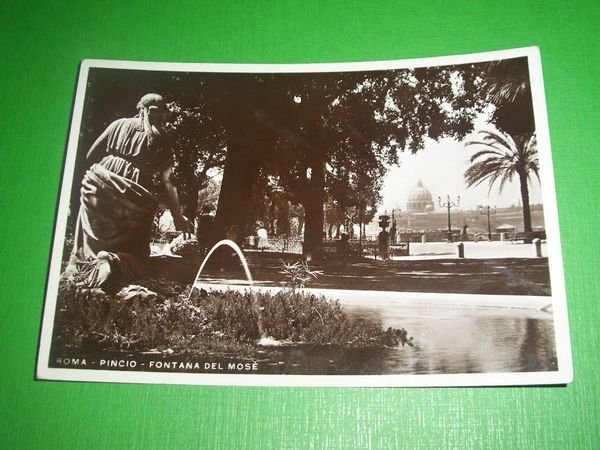 Cartolina Roma - Pincio - Fontana del Mosè 1937.