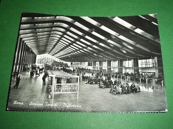 Cartolina Roma - Stazione Termini - Biglietteria 1959.