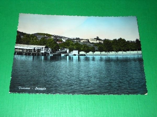 Cartolina Viverone - Spiaggia 1956.
