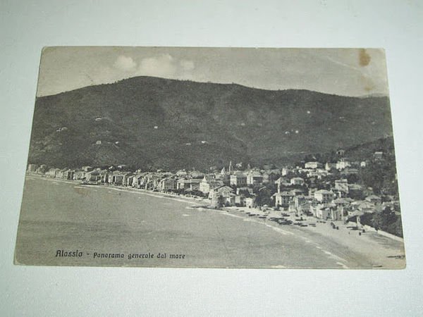 Cartolina Alassio - Panorama dal mare 1920 ca.