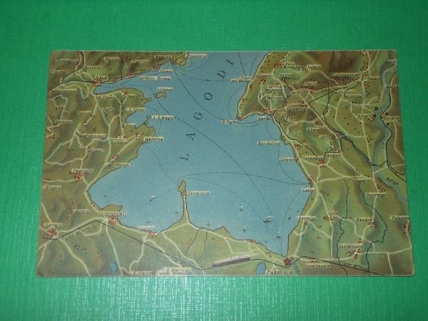 Cartolina Cartina geografica Lago di Garda e dintorni 1930 ca