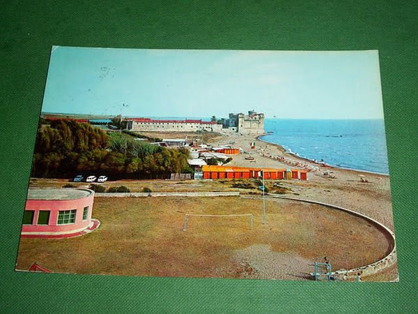 Cartolina S. Severa - Spiaggia e Castello 1972