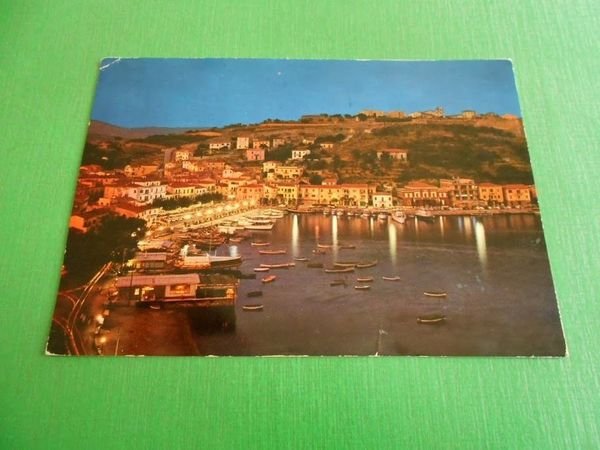 Cartolina Isola d' Elba - Porto Azzurro do notte 1973