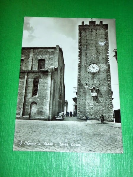 Cartolina Sant'Elpidio a Mare - Torre Civica 1957