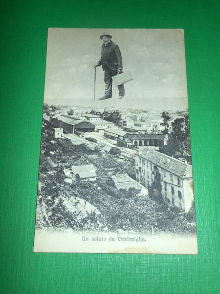 Cartolina Un saluto da Ventimiglia - Scorcio panoramico 1922