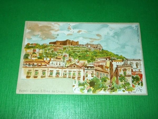 Cartolina illustrata Napoli - Castel S. Elmo da Chiaia 1900 …