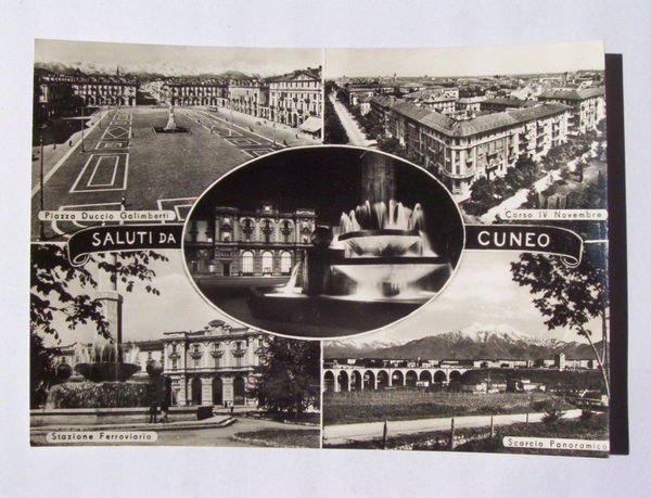 Cartolina Cuneo - Vedute diverse 1963.