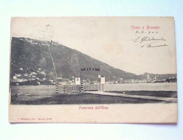 Cartolina Como e Brunate - Panorama dall' Olmo 1904.