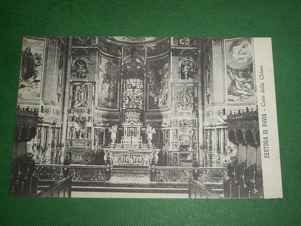 Cartolina Certosa di Pavia - Coro della Chiesa 1910 ca