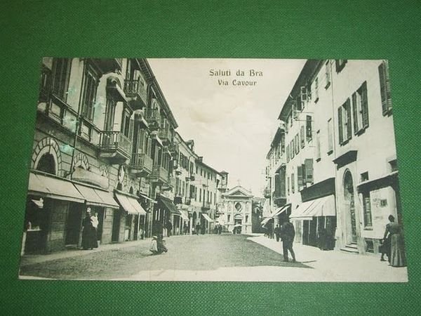 Cartolina Bra (Cuneo) - Via Cavour 1920 ca