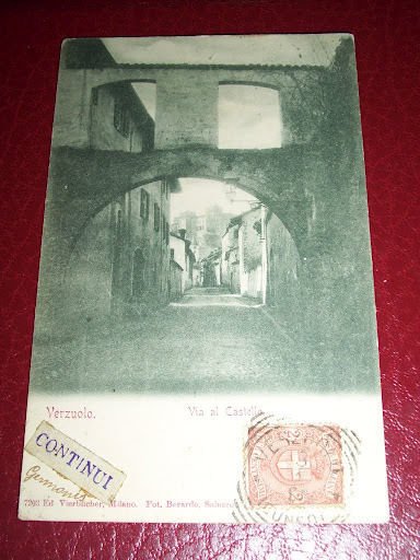 Cartolina Verzuolo - Via al Castello 1901