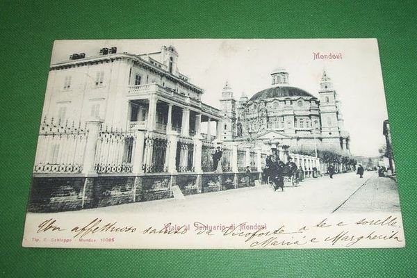 Cartolina Mondovì - Viale al Santuario di Mondovì 1910 ca.