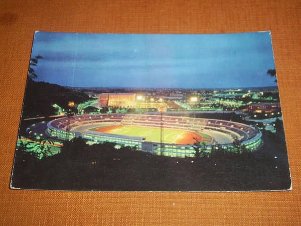 Cartolina Roma di notte - Stadio Olimpico 1973.