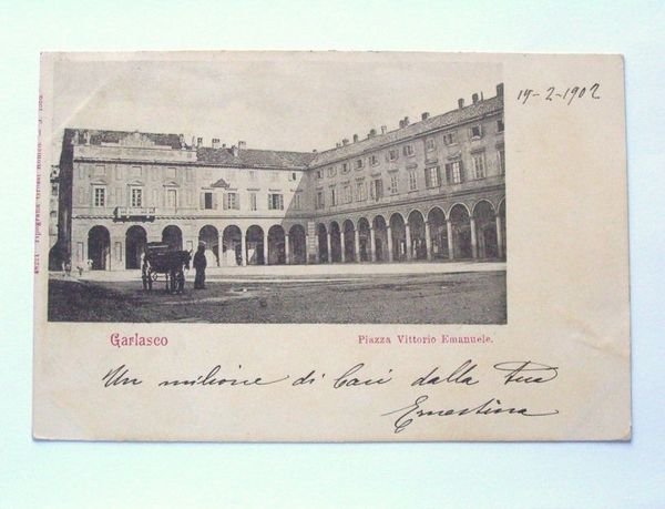 Cartolina Garlasco Pavia Piazza Vittorio Emanuele 1902