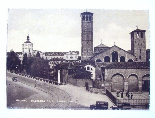 Cartolina Milano - Basilica di S. Ambrogio 1946.