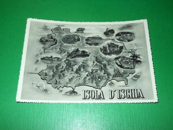Cartolina Isola d'Ischia - Cartina geografica 1940 ca