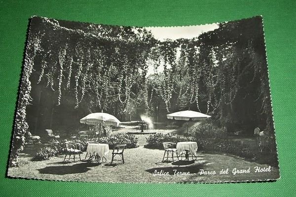 Cartolina Salice Terme - Parco del Grand Hotel 1956.