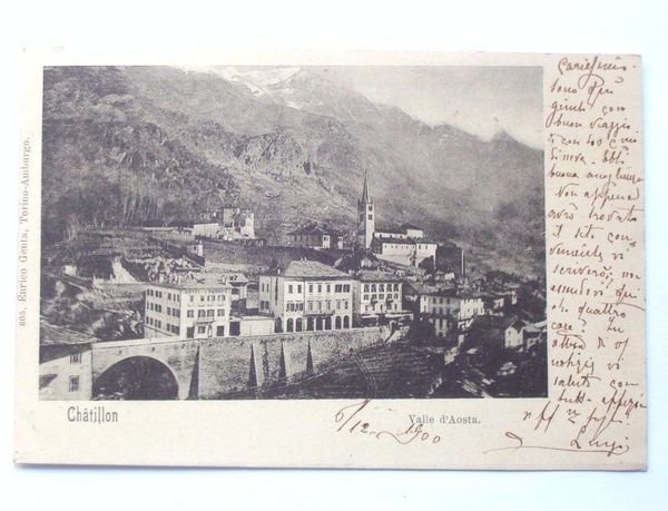 Cartolina Chatillon ( Vall' d' Aosta ) - Panorama 1900.