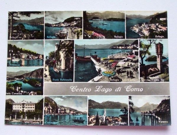 Cartolina Bellaggio Menaggio Cadenabbia - vedute 1957.