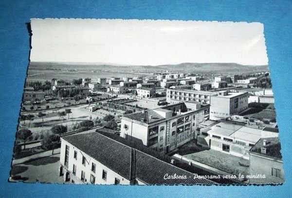 Cartolina Carbonia - Panorama verso la miniera 1953.