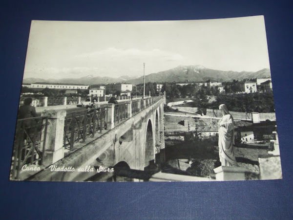 Cartolina Cuneo - Viadotto della Stura 1956.