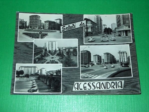 Cartolina Saluti da Alessandria - Vedute diverse 1965