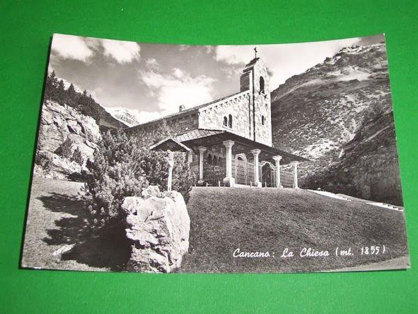 Cartolina Cancano ( Sondrio ) - La Chiesa 1955