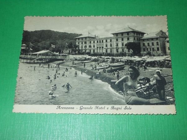 Cartolina Arenzano - Grand Hotel e Bagni Sole 1950 ca.