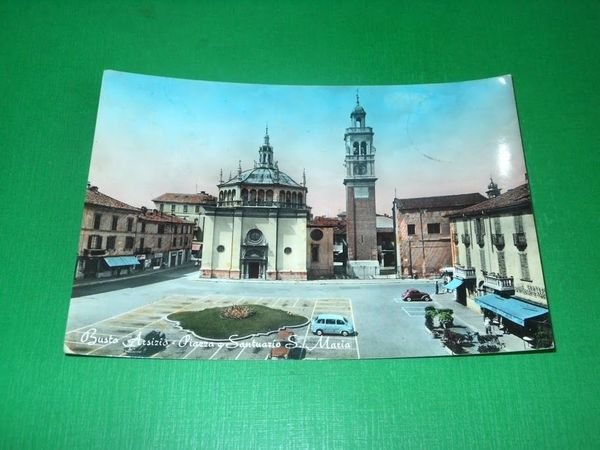 Cartolina Busto Arsizio - Piazza e Santuario S. Maria 1960