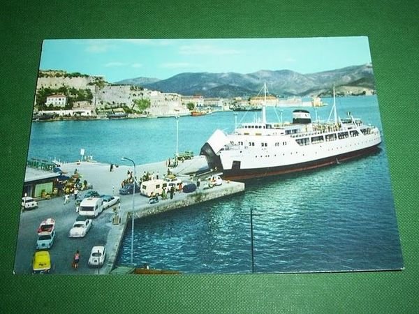 Cartolina Portoferraio - Il porto e motonave Aethalia 1967 | Immagine Gallery 1