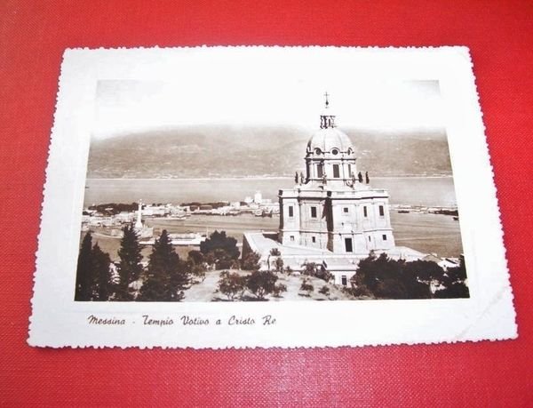 Cartolina Messina - Tempio Votivo e Cristo Re 1952