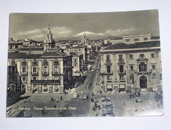 Cartolina Catania Piazza Università e Piazza Etnea 1959. | Immagine principale