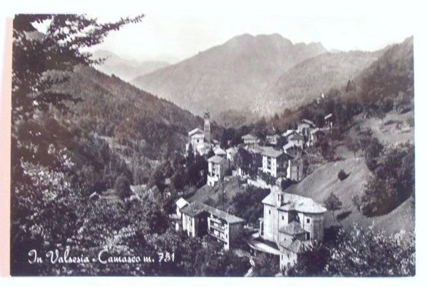Cartolina Panorama di Camasco - Valsesia 1955.