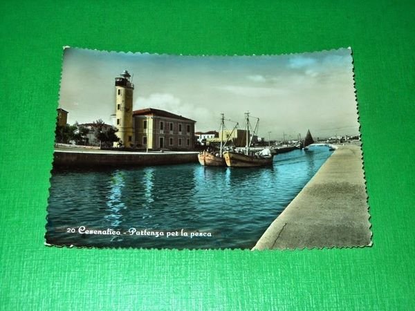 Cartolina Cesenatico - Partenza per la pesca 1954.