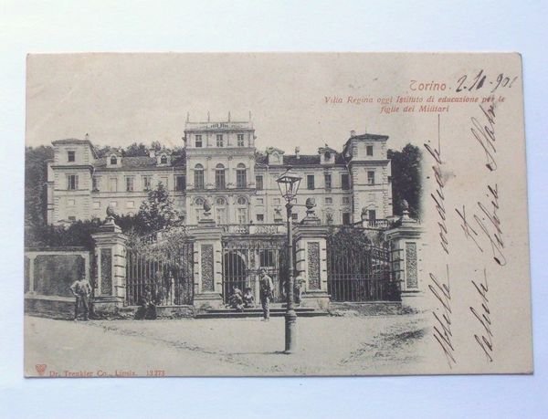 Cartolina Torino - Villa Regina Istituto Militari 1901