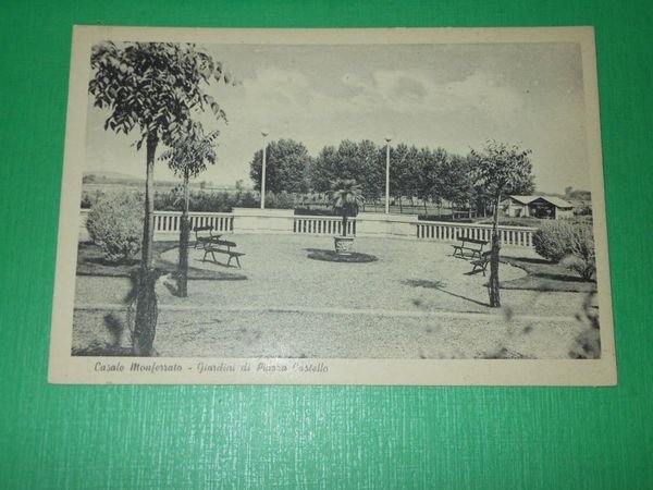 Cartolina Casale Monferrato - Giardini di Piazza Castello 1940 ca