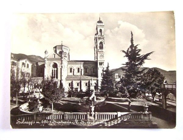 Cartolina Selvaggio - Santuario N. S. di Lourdes 1955 c